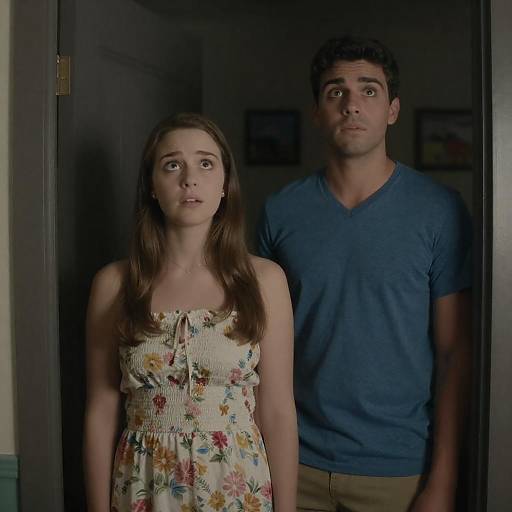 Surprised Couple in Dim Doorway