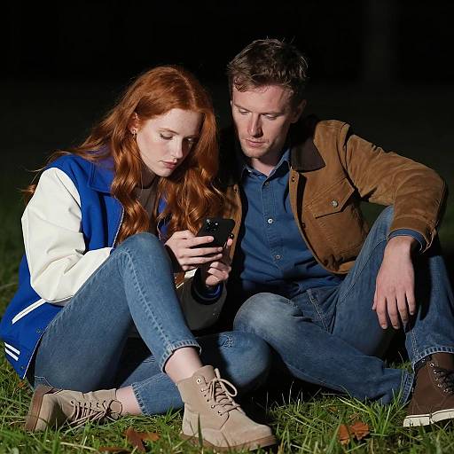 Nighttime Outdoors: Intimate Smartphone Moment