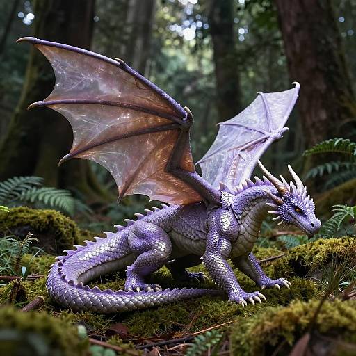 Lavender Dragon in Lush Forest