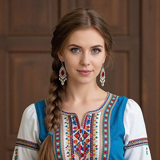 Realistic Portrait of Russian Costume Girl