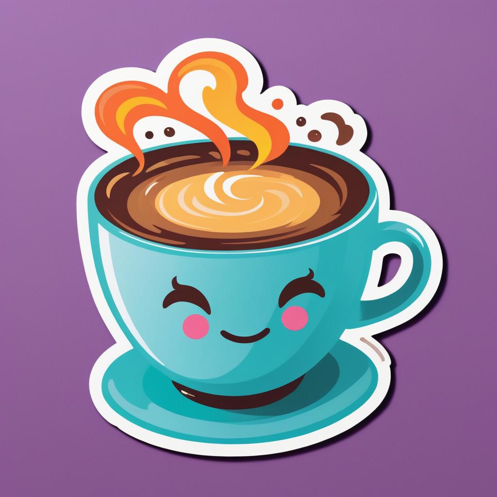 Adorable Coffee Lover's Digital Sticker