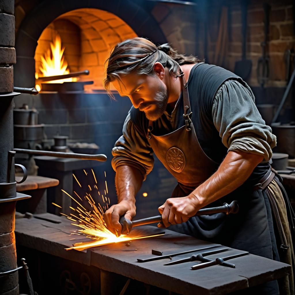 Medieval Blacksmith Workshop Close-Up