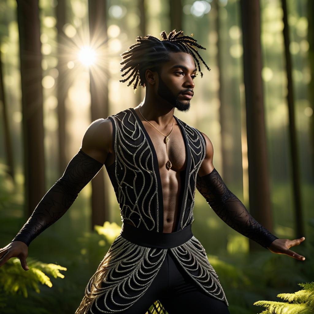 Serene Black Male Dancer in Nature