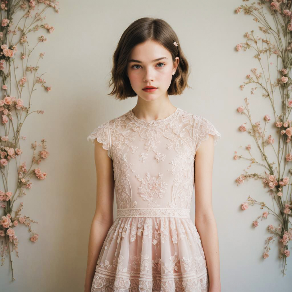 Blushing Teen Girl in Elegant Dress