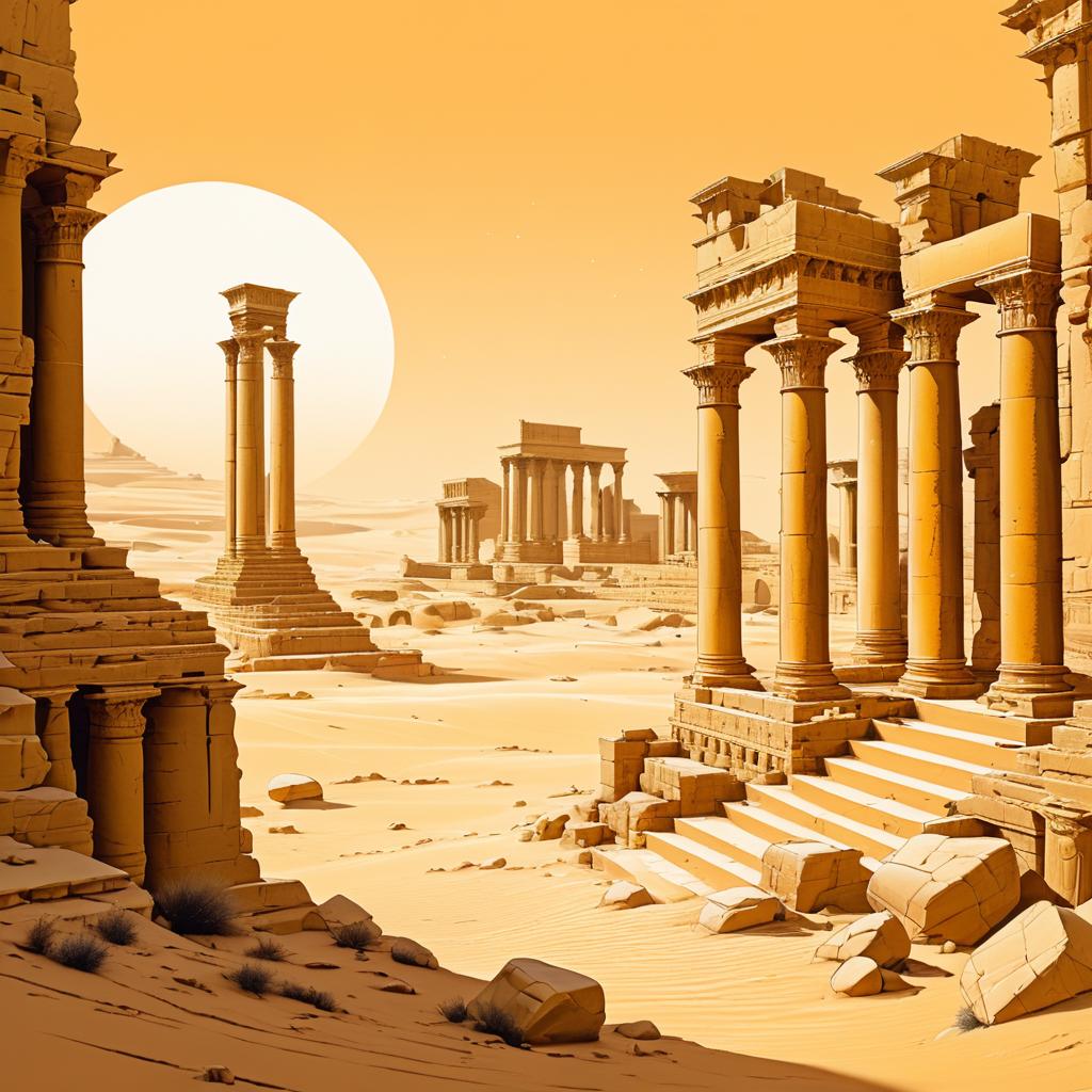 Ancient Ruins in a Golden Desert