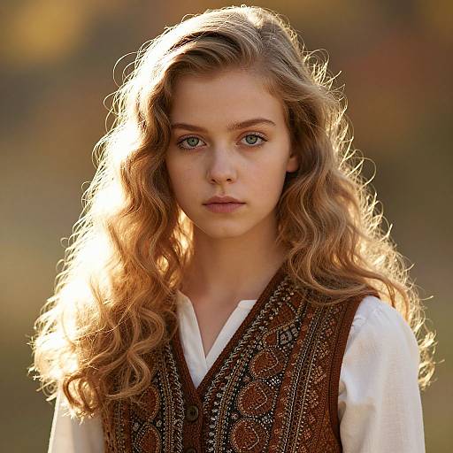 Golden Glow Portrait of Young Woman