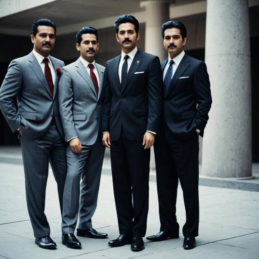 Group of Men in Elegant Suits with Mustaches