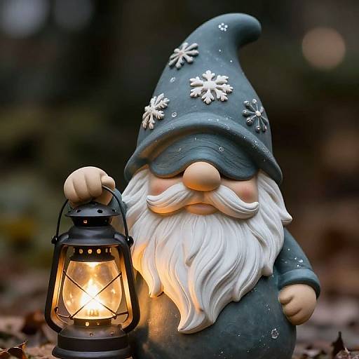 Festive Ceramic Gnome with Lantern
