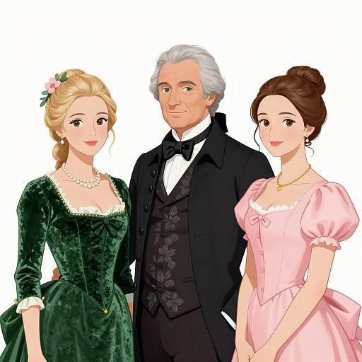 18th Century Formal Attire Group Portrait