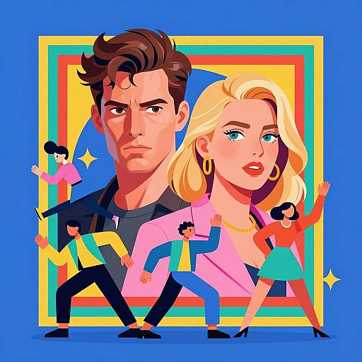 Dynamic Duo in Vibrant Digital Art