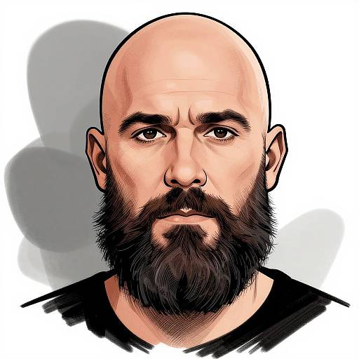 Bold Digital Portrait of Bearded Man