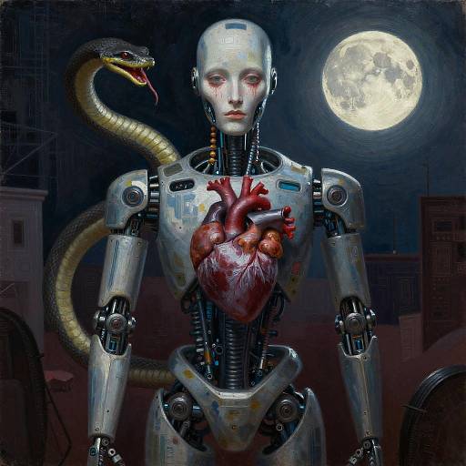 Surreal Robot Portrait in Dystopian Atmosphere