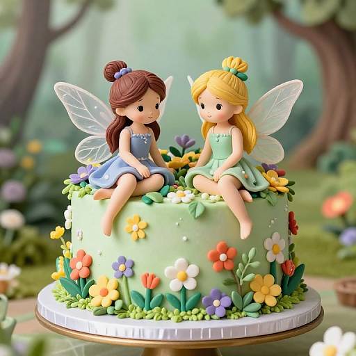 Whimsical Flower Fairies on Cake