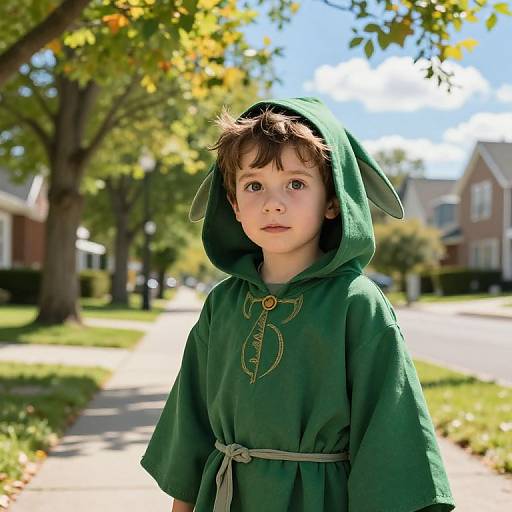 Young Boy in Enchanted Green Robe