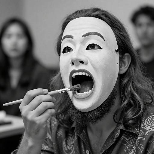 Black-and-White Portrait of Artistic Intensity