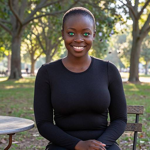 Confident African Woman in Morning Park
