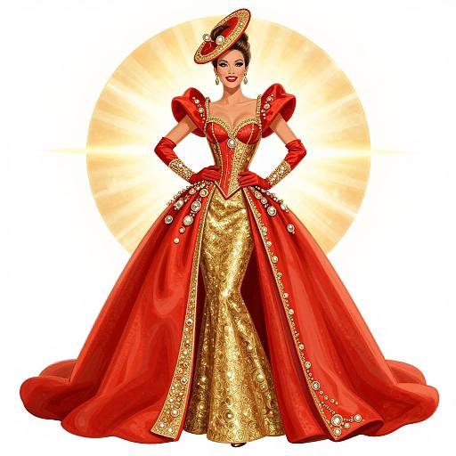 Vibrant Bob Mackie Red-Gold Costume