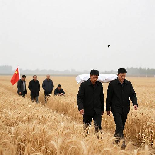 Five People in a Golden Wheat Field