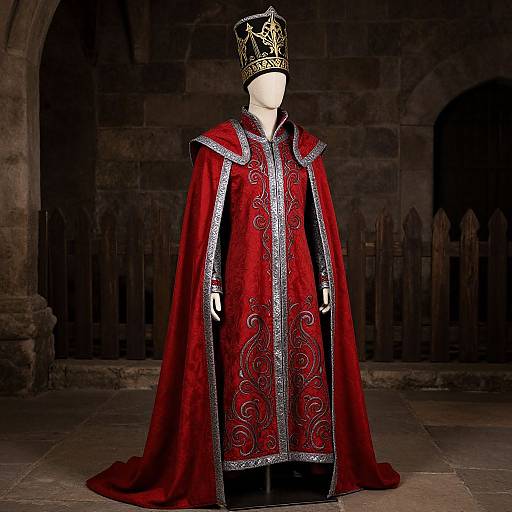 Regal Medieval Mannequin in Vibrant Costume