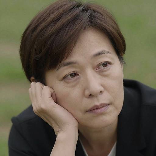 Middle-aged woman leaning on hand