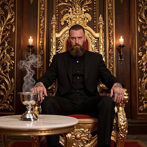 Bearded Man on Ornate Throne