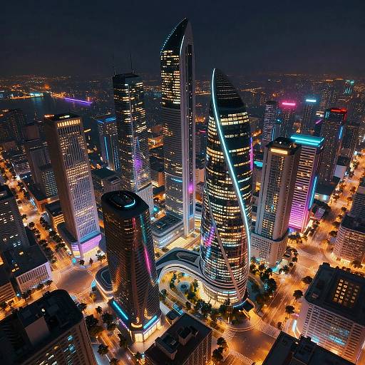 Futuristic Cityscape with Dynamic Lighting