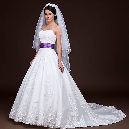 Elegant Bride in Purple Sash Costume