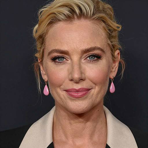 Blonde Woman Portrait with Pink Earrings