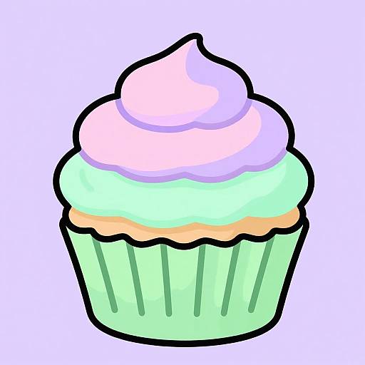 Pastel Layered Cupcake Illustration