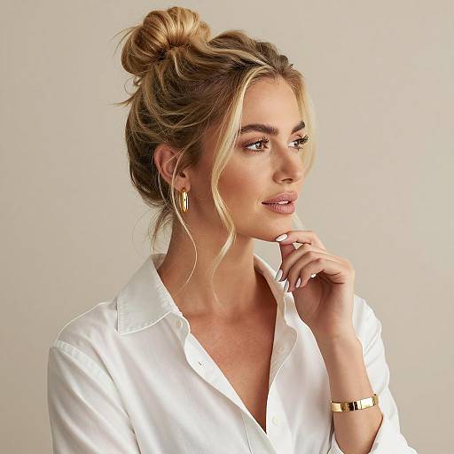 Blonde Woman in Messy Bun Portrait