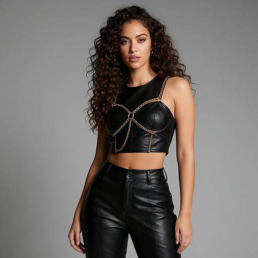 Confident Woman in Edgy Leather Fashion