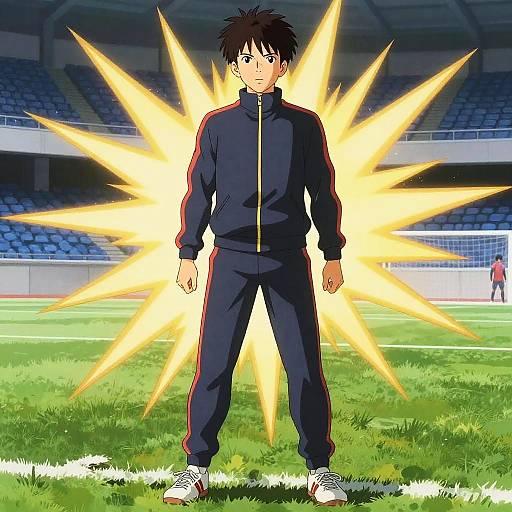 Determined Young Athlete on Sports Field