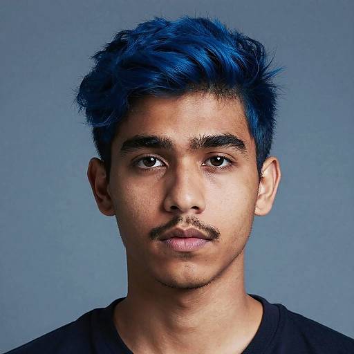 Portrait of Young Man with Blue Hair