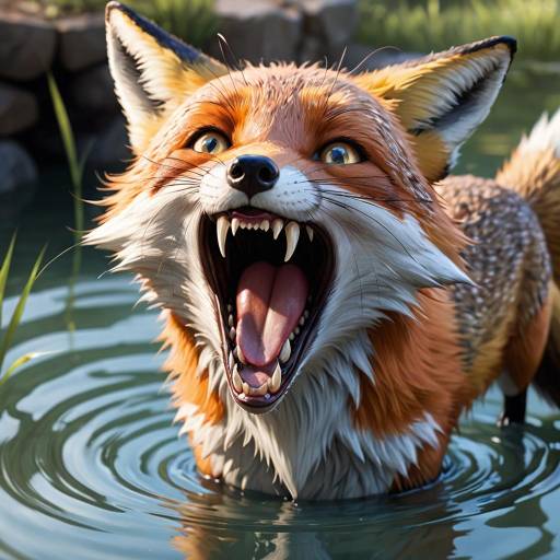 Aggressive Fox in Water