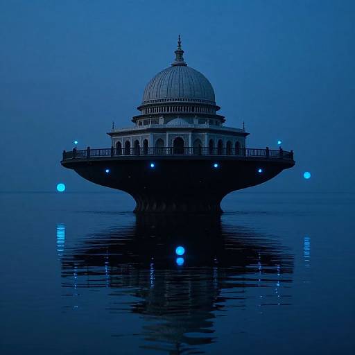 Majestic Domed Palace Over Tranquil Ocean