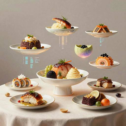 Surreal AI-Generated Floating Cuisine