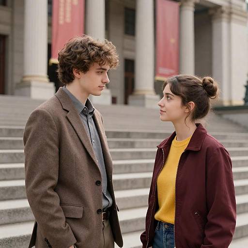 Young Couple at Grand Building