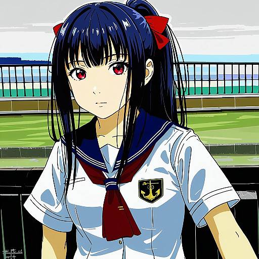 Illustration of Munetani mashiro, high school fleet in the style of Ishii hisao