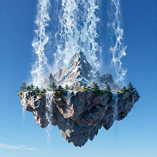 Surreal Floating Mountain Fantasy Landscape