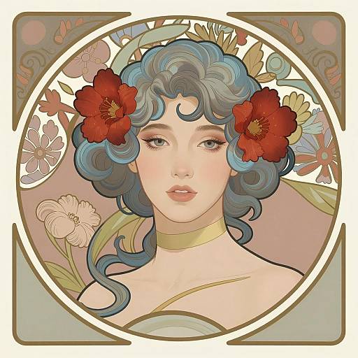 Elegant Art Nouveau Portrait of a Woman