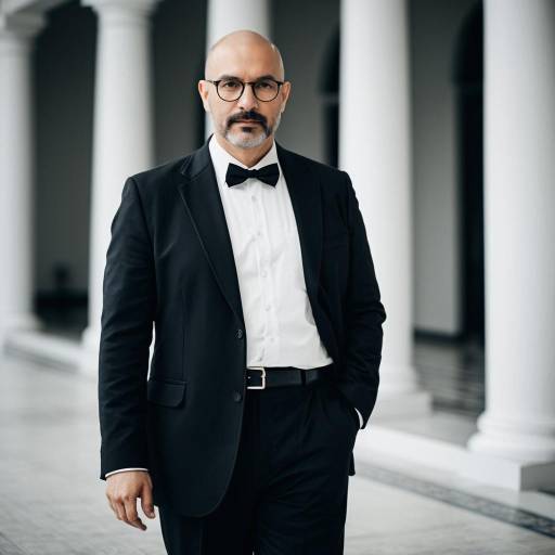 Man in Traditional Black Suit with Bow Tie