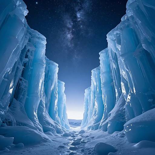 Ethereal Icy Cliffs Beneath Stars