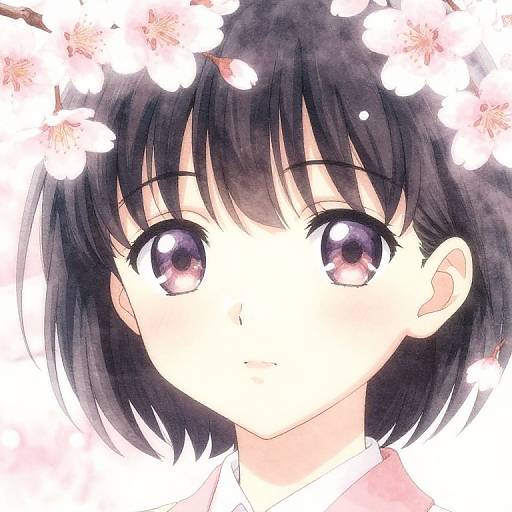 Tareme Anime Girl Cherry Blossoms