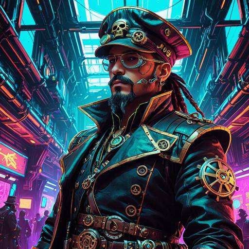 Steampunk Sky Pirate Captain in Cyberpunk Dojo