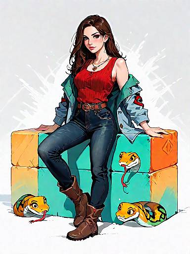 Casual Chic Woman with Snakes