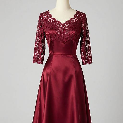 Vintage 1950s Wine Red Satin Dress