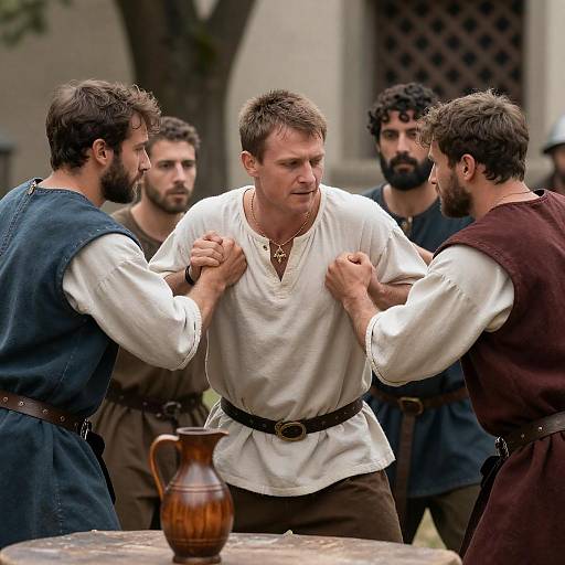 Medieval Men in Physical Altercation