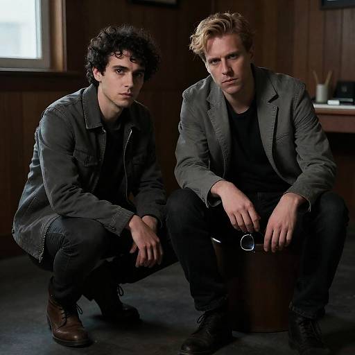 Intense Scene in Dimly Lit Room