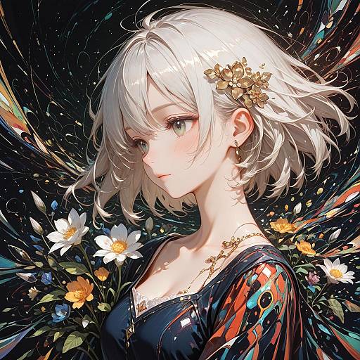 Abstract Floral Portrait of a Girl