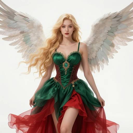 Blonde Female Angel in Festive Dress